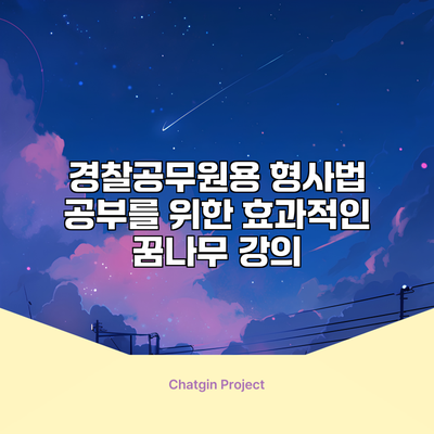 경찰공무원용 형사법 공부를 위한 효과적인 꿈나무 강의