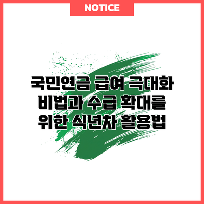 국민연금 급여 극대화 비법과 수급 확대를 위한 식년차 활용법