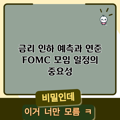 금리 인하 예측과 연준 FOMC 모임 일정의 중요성