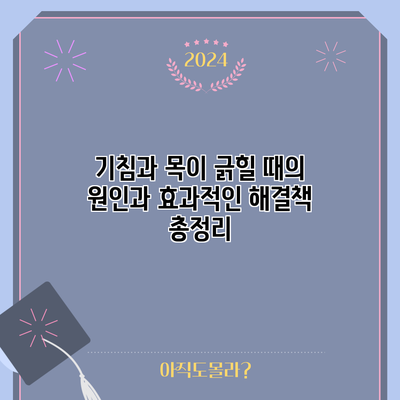 기침과 목이 긁힐 때의 원인과 효과적인 해결책 총정리