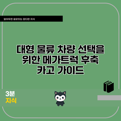 대형 물류 차량 선택을 위한 메가트럭 후축 카고 가이드