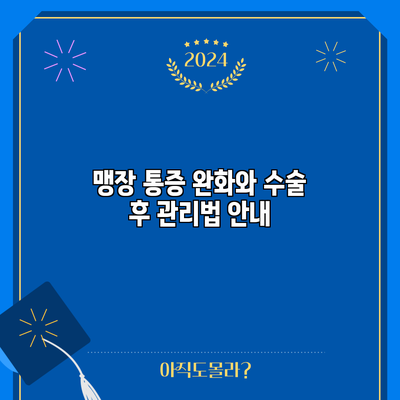 맹장 통증 완화와 수술 후 관리법 안내