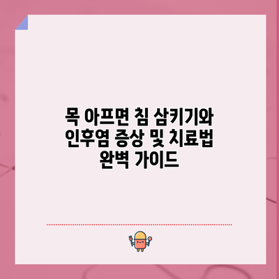 목 아프면 침 삼키기와 인후염 증상 및 치료법 완벽 가이드