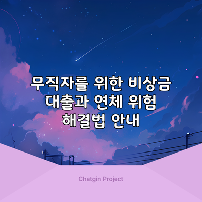 무직자를 위한 비상금 대출과 연체 위험 해결법 안내