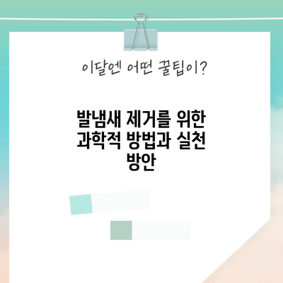 발냄새 제거를 위한 과학적 방법과 실천 방안