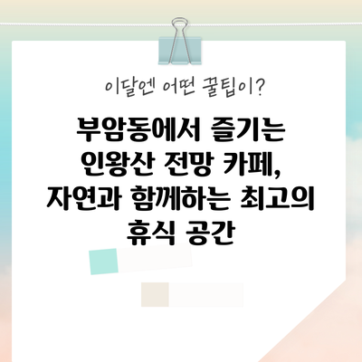 부암동에서 즐기는 인왕산 전망 카페, 자연과 함께하는 최고의 휴식 공간