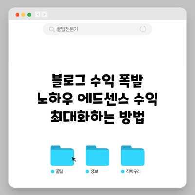 블로그 수익 폭발 노하우: 에드센스 수익 최대화하는 방법