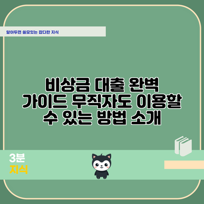 비상금 대출 완벽 가이드: 무직자도 이용할 수 있는 방법 소개