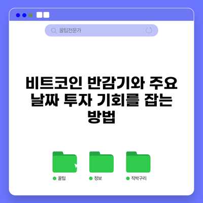 비트코인 반감기와 주요 날짜: 투자 기회를 잡는 방법
