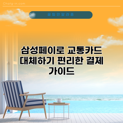 삼성페이로 교통카드 대체하기: 편리한 결제 가이드