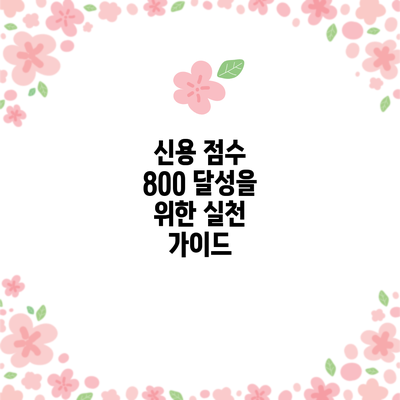 신용 점수 800 달성을 위한 실천 가이드