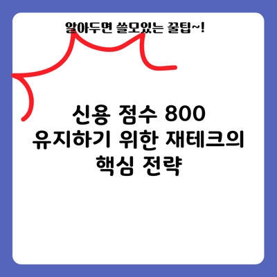신용 점수 800 유지하기 위한 재테크의 핵심 전략