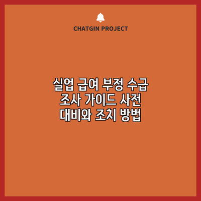 실업 급여 부정 수급 조사 가이드: 사전 대비와 조치 방법