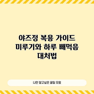 야즈정 복용 가이드: 미루기와 하루 빼먹음 대처법