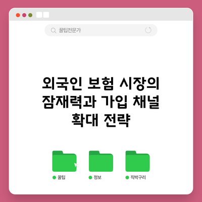 외국인 보험 시장의 잠재력과 가입 채널 확대 전략