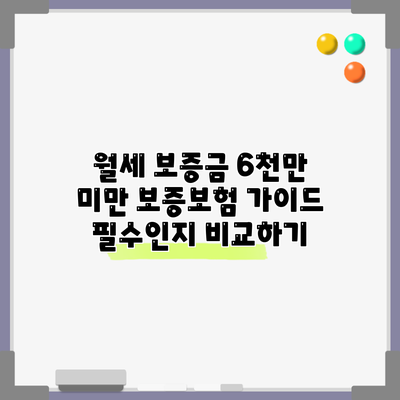 월세 보증금 6천만 미만 보증보험 가이드: 필수인지 비교하기
