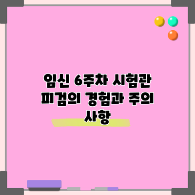 임신 6주차: 시험관 피검의 경험과 주의 사항