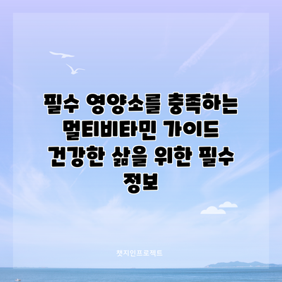 필수 영양소를 충족하는 멀티비타민 가이드: 건강한 삶을 위한 필수 정보