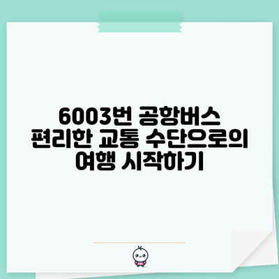 6003번 공항버스: 편리한 교통 수단으로의 여행 시작하기