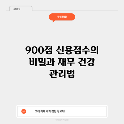 900점 신용점수의 비밀과 재무 건강 관리법