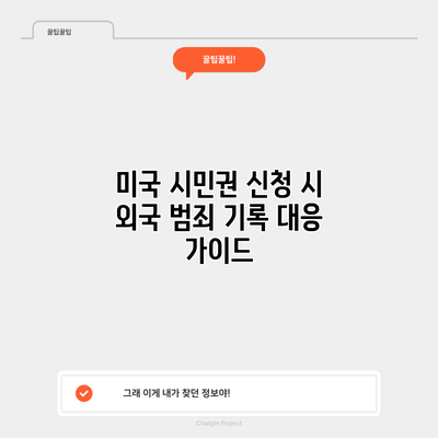 미국 시민권 신청 시 외국 범죄 기록 대응 가이드