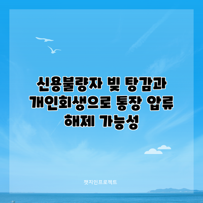 신용불량자 빚 탕감과 개인회생으로 통장 압류 해제 가능성