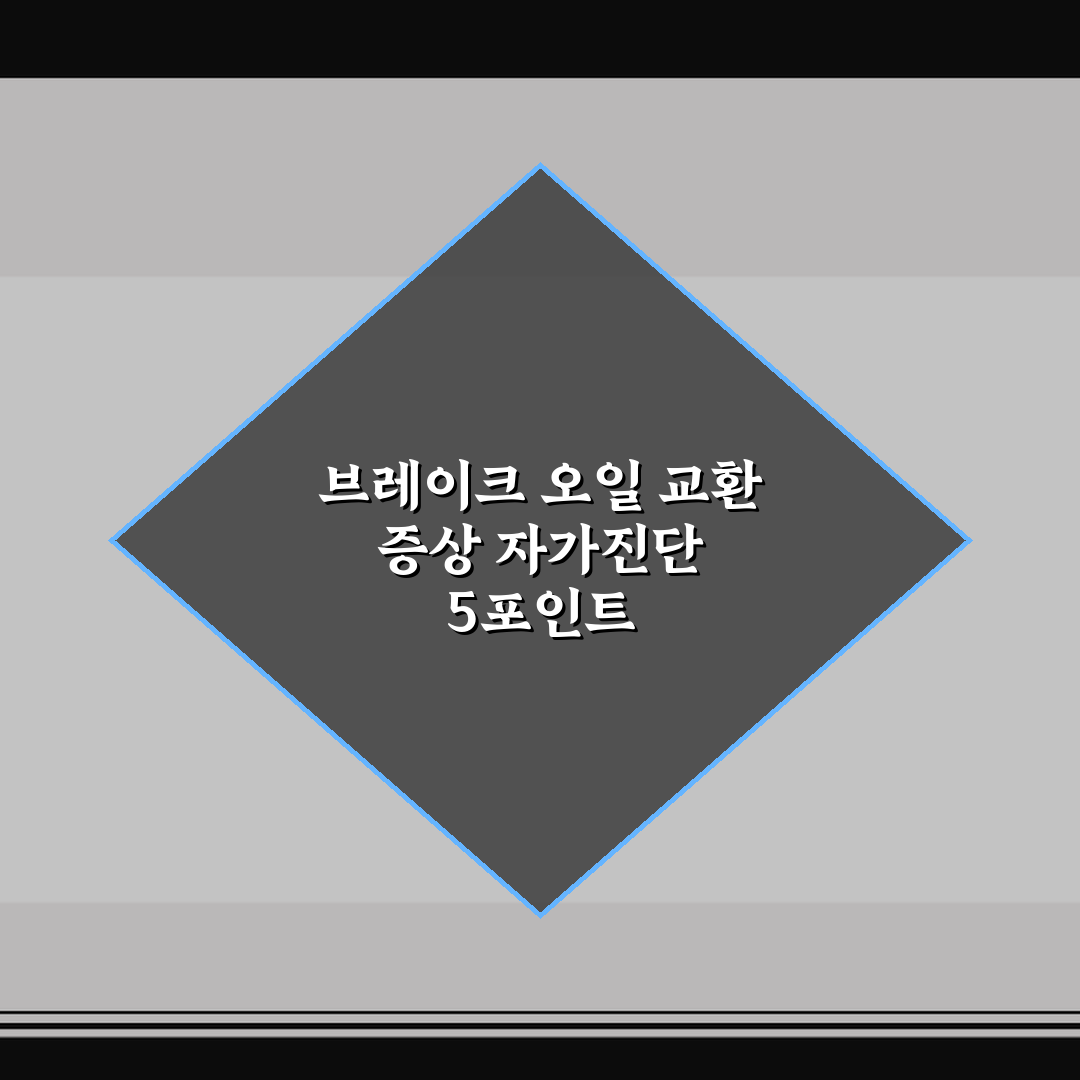 브레이크 오일 교환 증상 자가진단 5포인트 핵심가이드 총정리